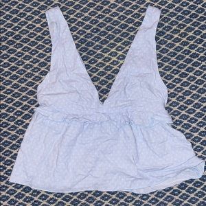 Urban Outfitters Blue Plunging V Top